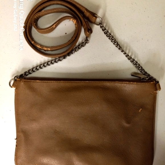 Express women's Purse Faux Leather tan Studded Messenger/Crossbody, Medium. - Picture 3 of 14